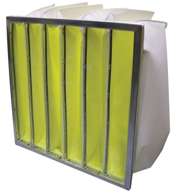 Filtro de 6 bolsas con marco interno para recolección de pintura y polvo en la tercera etapa de extracción. Filtro de 6 bolsas con marco metálico