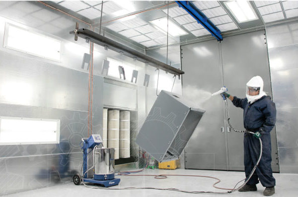 aplicación de pintura en polvo, sistema de pintura industrial